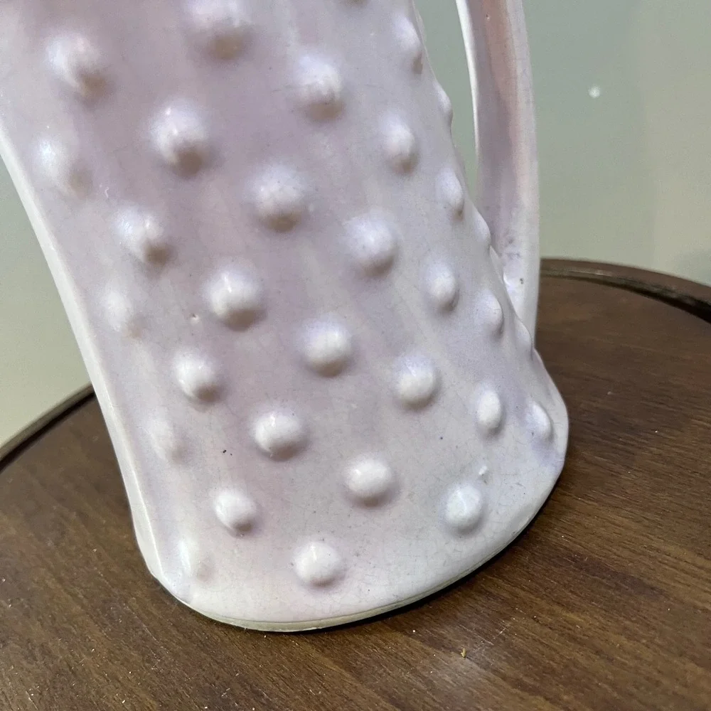 Vtg Nelson McCoy Pottery Lavender Pink Hobnail Tall Pitcher NM USA 10.5